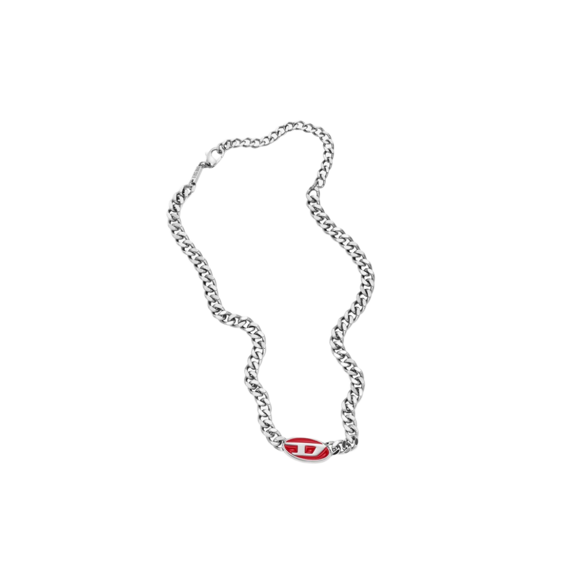 【DIESEL】Dx1446 Diesel Dx1446 Red Enamel Stainless Steel Chain Necklace