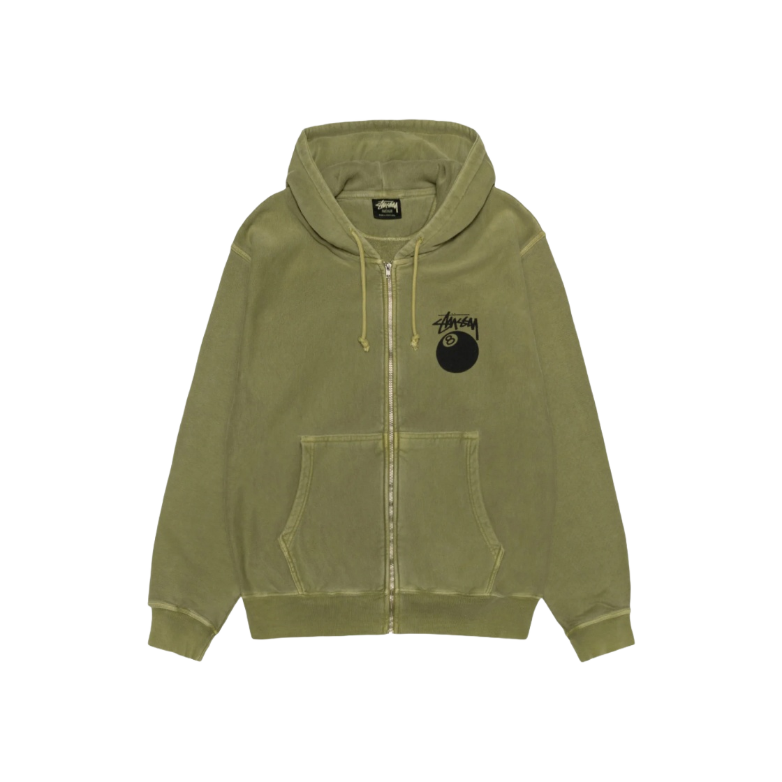 Stussy 8 Ball Pigment Dyed Zip Hoodie Olive | eBay