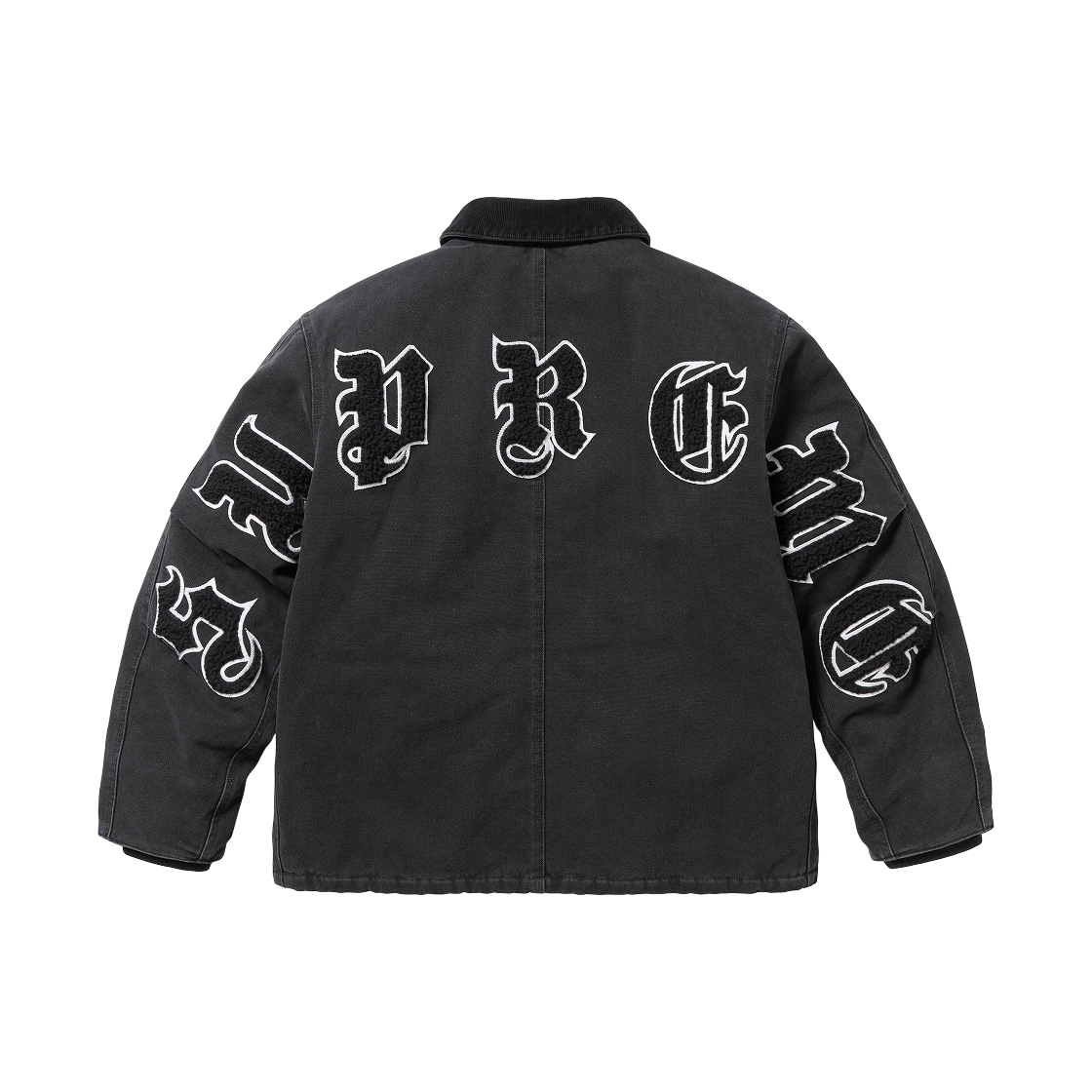 Supreme Old English Canvas Work Jacket Black Men's - SS25 - US