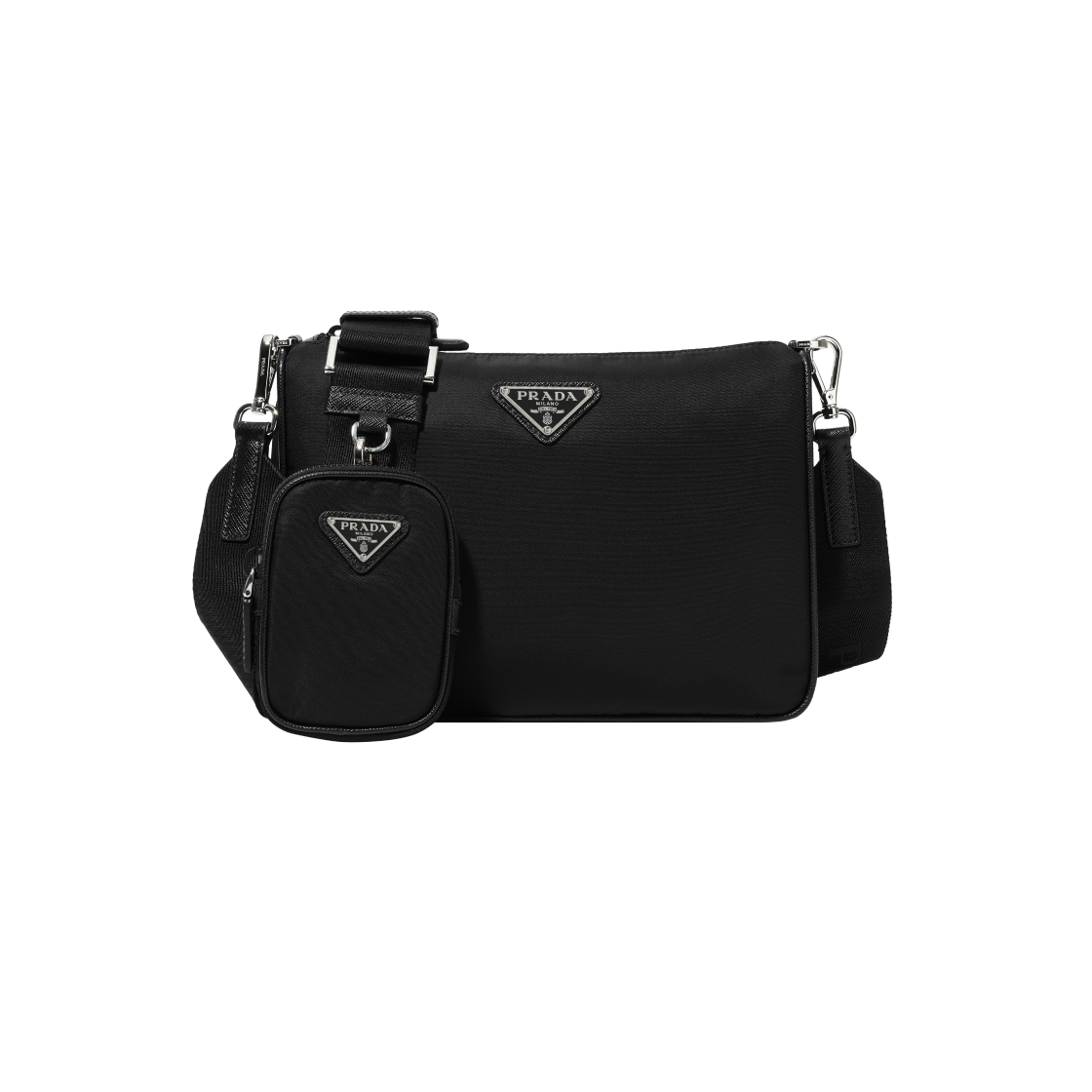 ショルダーバッグ PRADA SHOULDER BAG IN RE-NYLON AND BLACK SAFFIANO Black Re-Nylon and Saffiano leather shoulder bag | PRADA