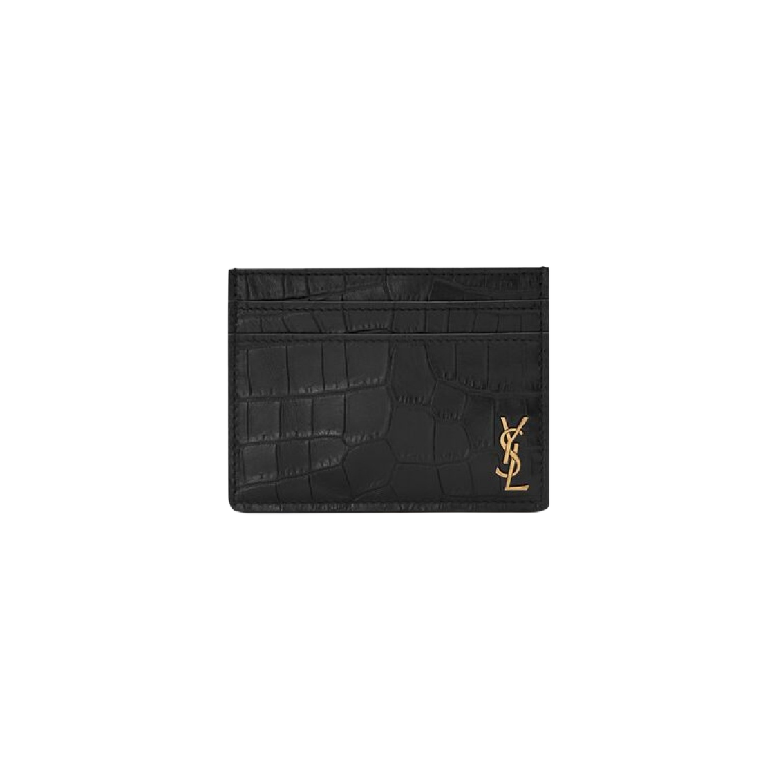 【SAINT LAURENT】 TINY MONOGRAM CROCODILE CARD HOLDER Saint Laurent Tiny Monogram Card Case in Crocodile Embossed