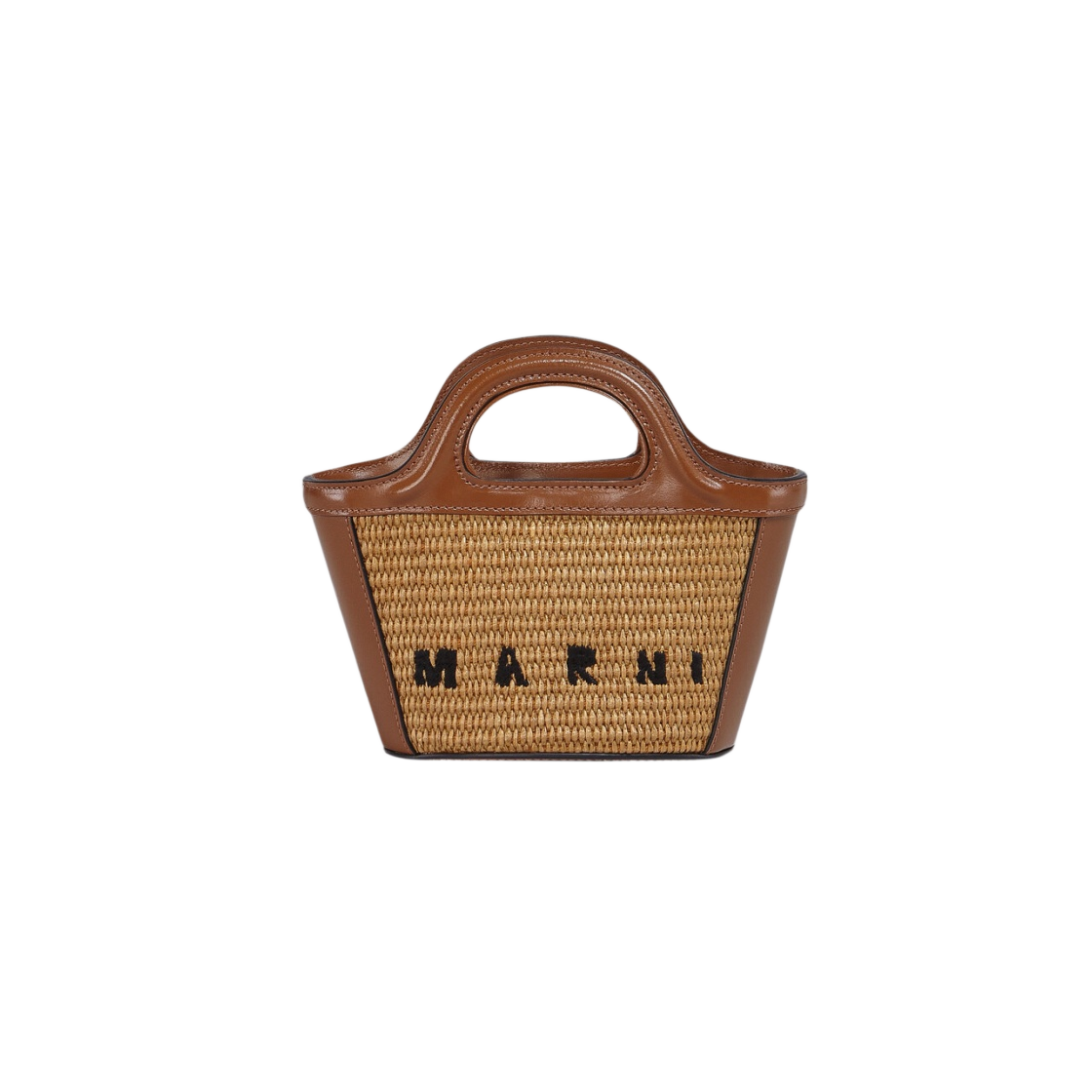 Marni Leather & Raffia Tropicalia Micro Bag Raw Sienna Brown