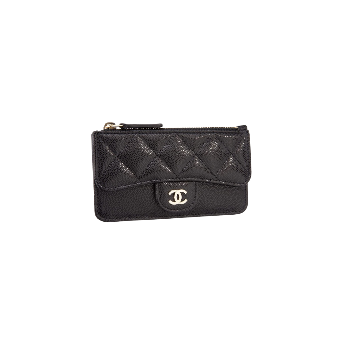 Chanel Classic Zipped Card Holder Grained Calfskin & Gold