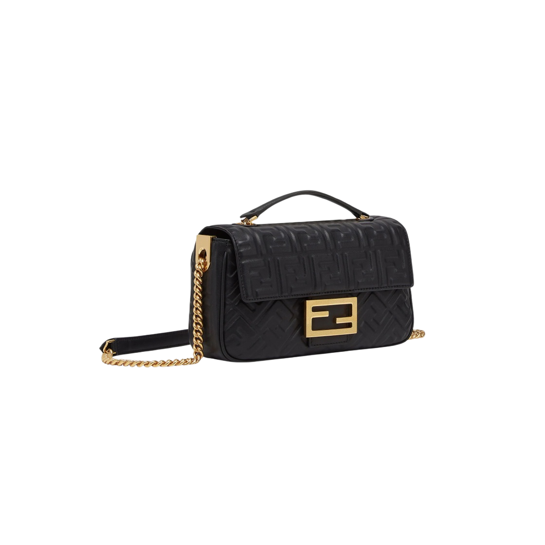 ☆人気☆【FENDI】☆Baguette Chain Midi Leather Ba.g Black☆ Baguette chain midi leather handbag Fendi Black in Leather