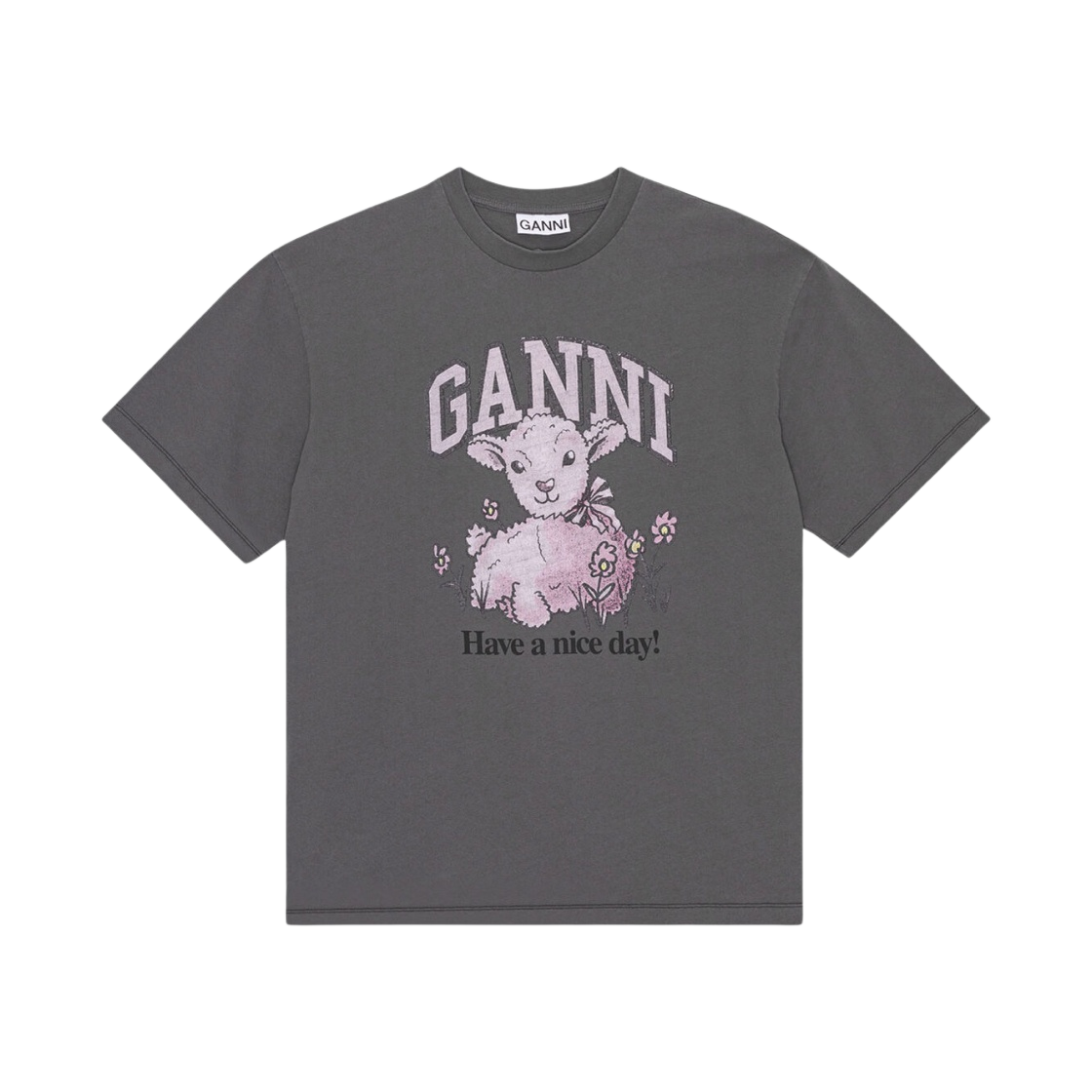 ☆韓国の人気☆【GANNI】☆GREY FUTURE RELAXED LAMB T-SHIRT☆ W) Ganni Grey Future Relaxed Lamb T-Shirt Volcanic Ash | eBay