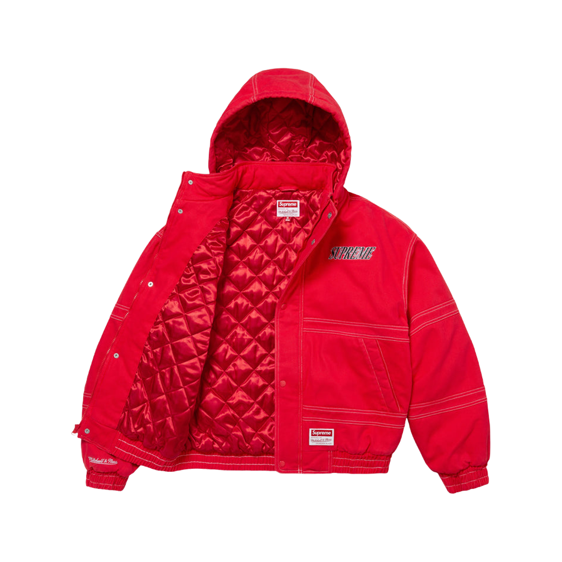 Supreme Mitchell & Ness Twill Stadium Jacket Red - 24FW | eBay