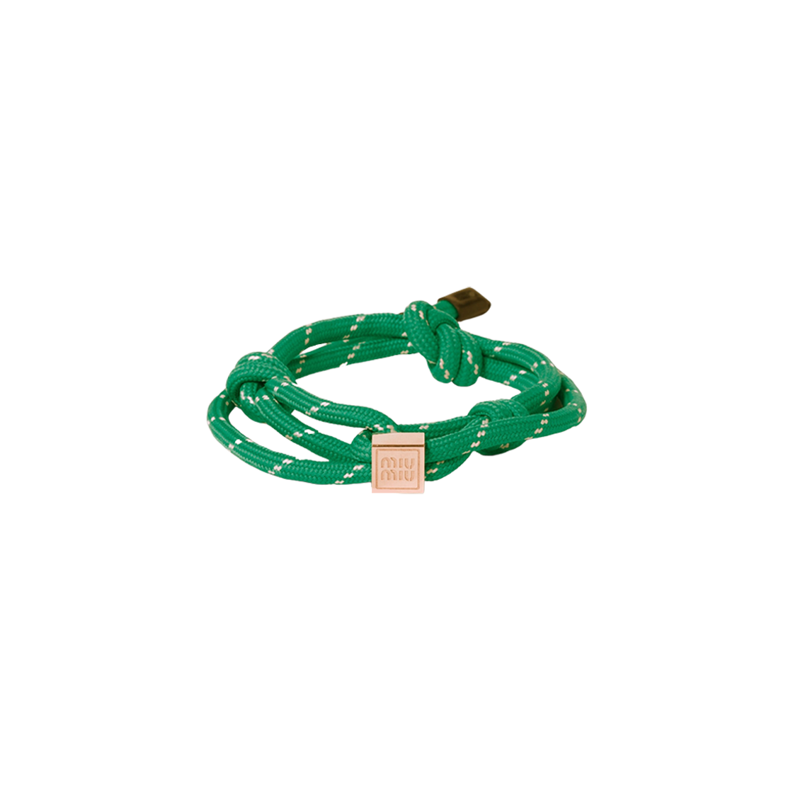 【関税&送料込】Miu Miu Emerald Green Fabric Bracelet Miu Miu Miu Miu Emerald Green Rope Bracelet With Logo Women