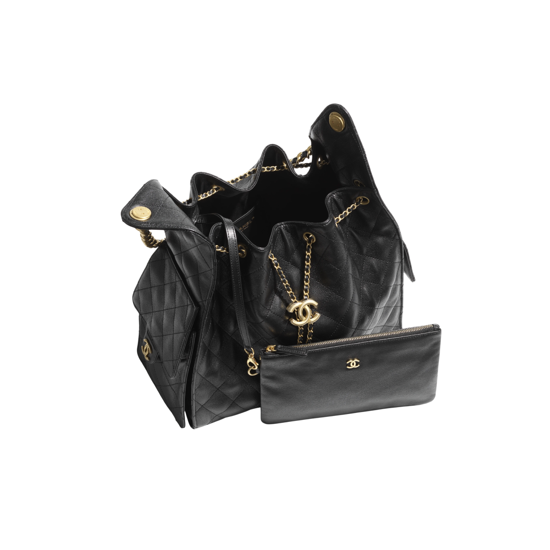 Chanel 25 Medium Handbag Grained Calfskin & Gold Black | eBay