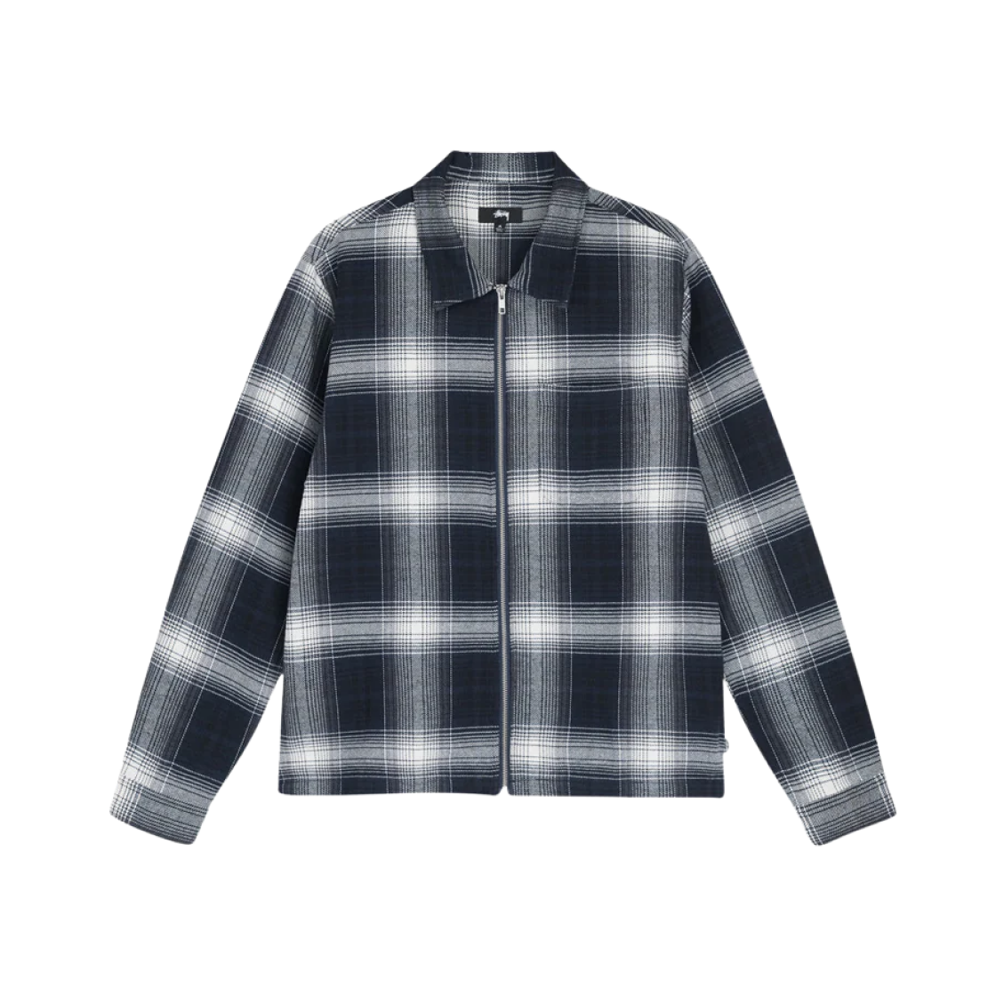 トップス Stussy Shadow Plaid Zip LS Shirt Navy Shirts Stüssy Shadow Plaid Zip Long Sleeve Shirt Navy | Footshop