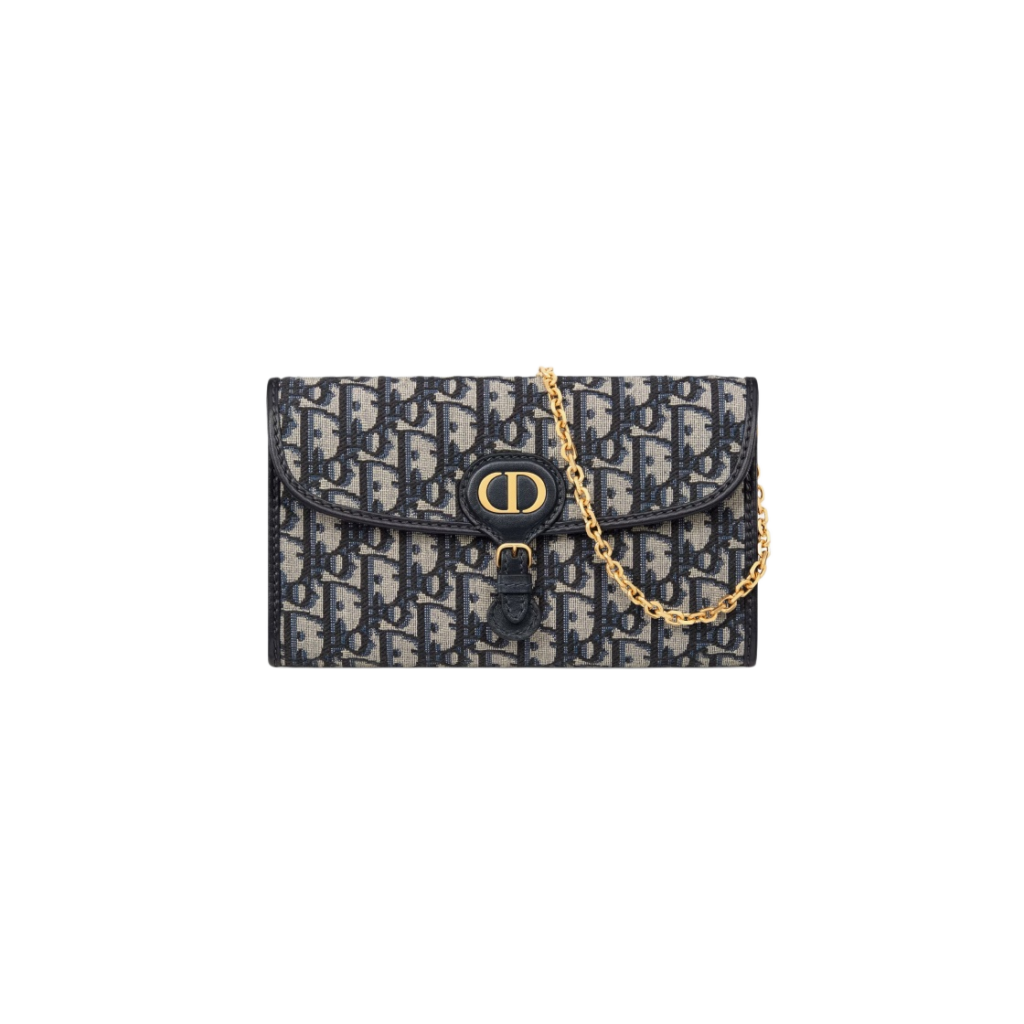 Dior Bobby East West Pouch with Chain Blue Dior Oblique