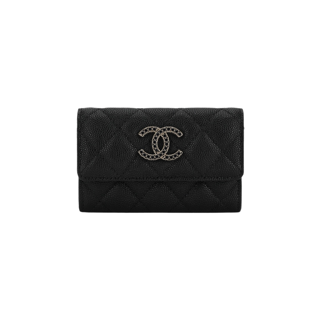 【人気/関税/送料込み】 Chanel Flap Card Holder Grained Shiny Chanel Flap Card Holder Shiny Grained Calfskin Strass & Gold