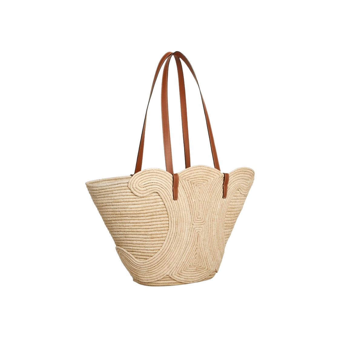 Celine ナロータイ Celine Medium Braided Triomphe Classic Panier in Raffia and