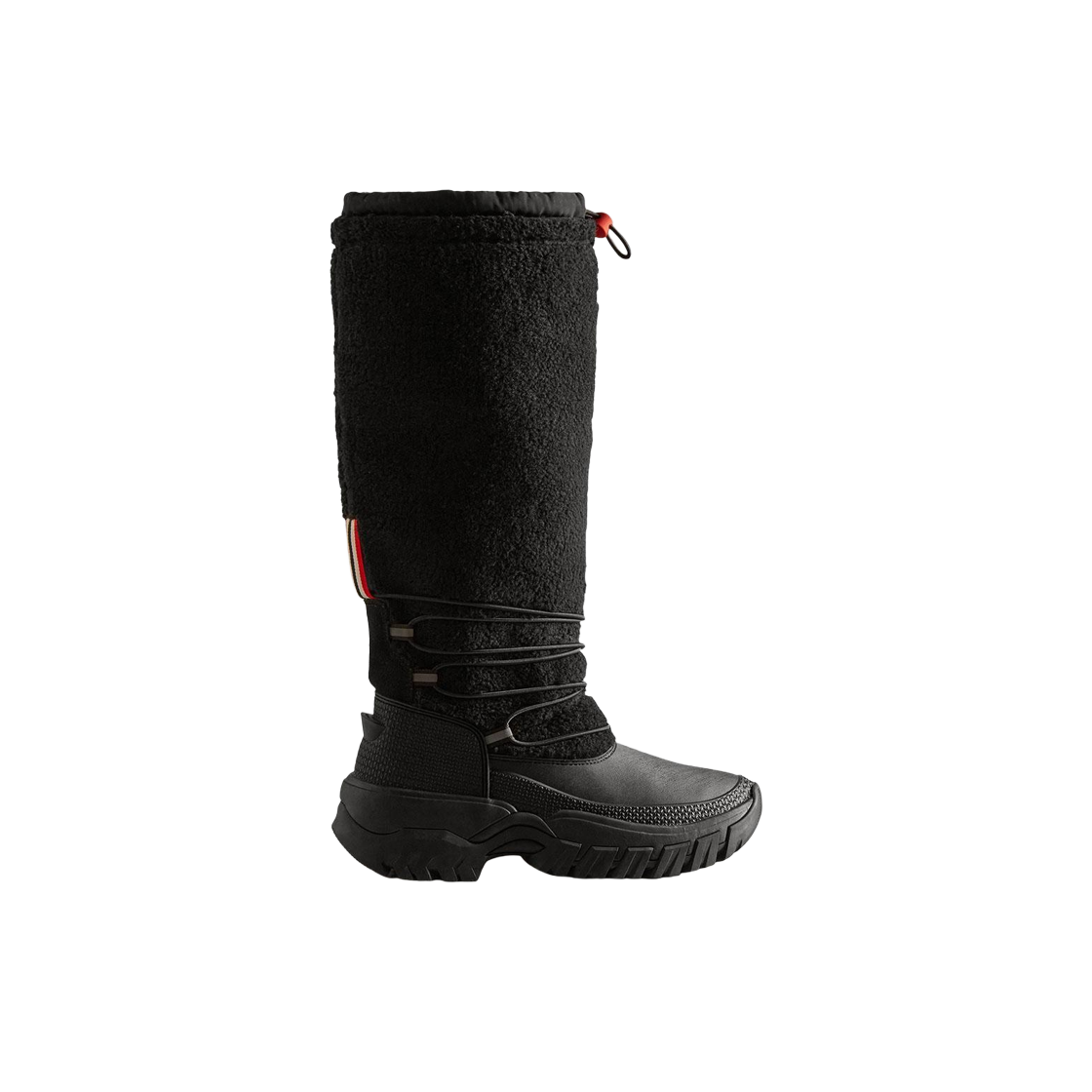 W) Hunter Wanderer Shearling Insulated Tall Snow Boots Black
