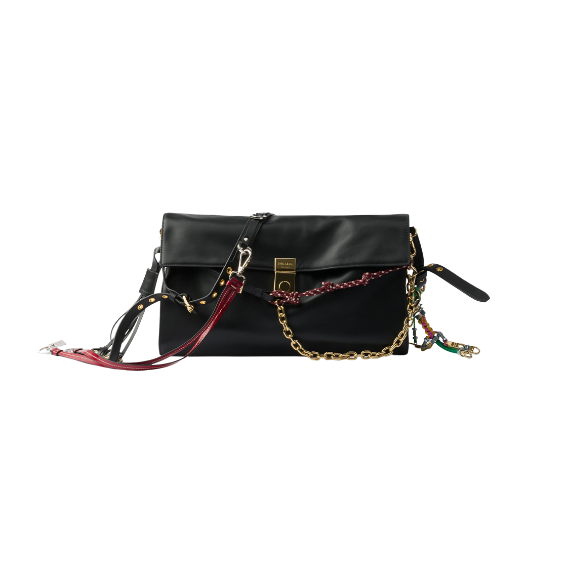 Prada Soft Sound Large Leather Shoulder Bag with Charms