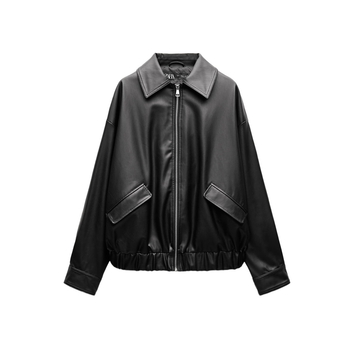 LE ■ Oversized crack faux leather blouson W) Zara Faux Leather Oversized Jacket Black | eBay