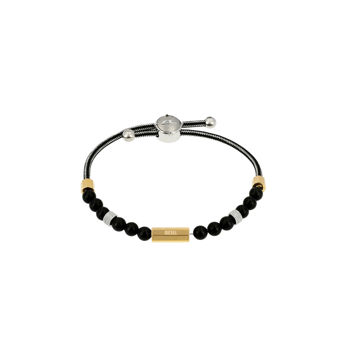 ブレスレット DIESEL logo bead bracelet DX1269710 Diesel Dx1269710 Logo Beads Stainless Steel Bracelet Black
